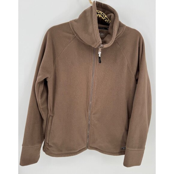 Calvin Klein Performance Women's Brown Active Tech Fleece Mock-Neck Jacket - Picture 1 of 10